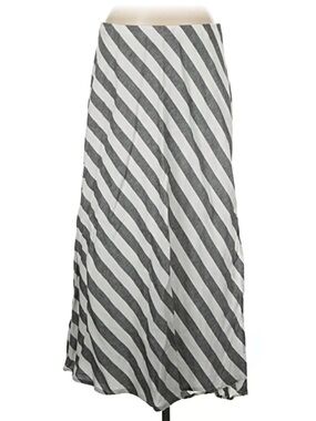 ON 34th Women’s Black and White Diagonal-Striped Linen blend Maxi Skirt
